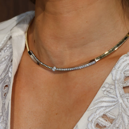 bicolour gold diamond choker necklace
