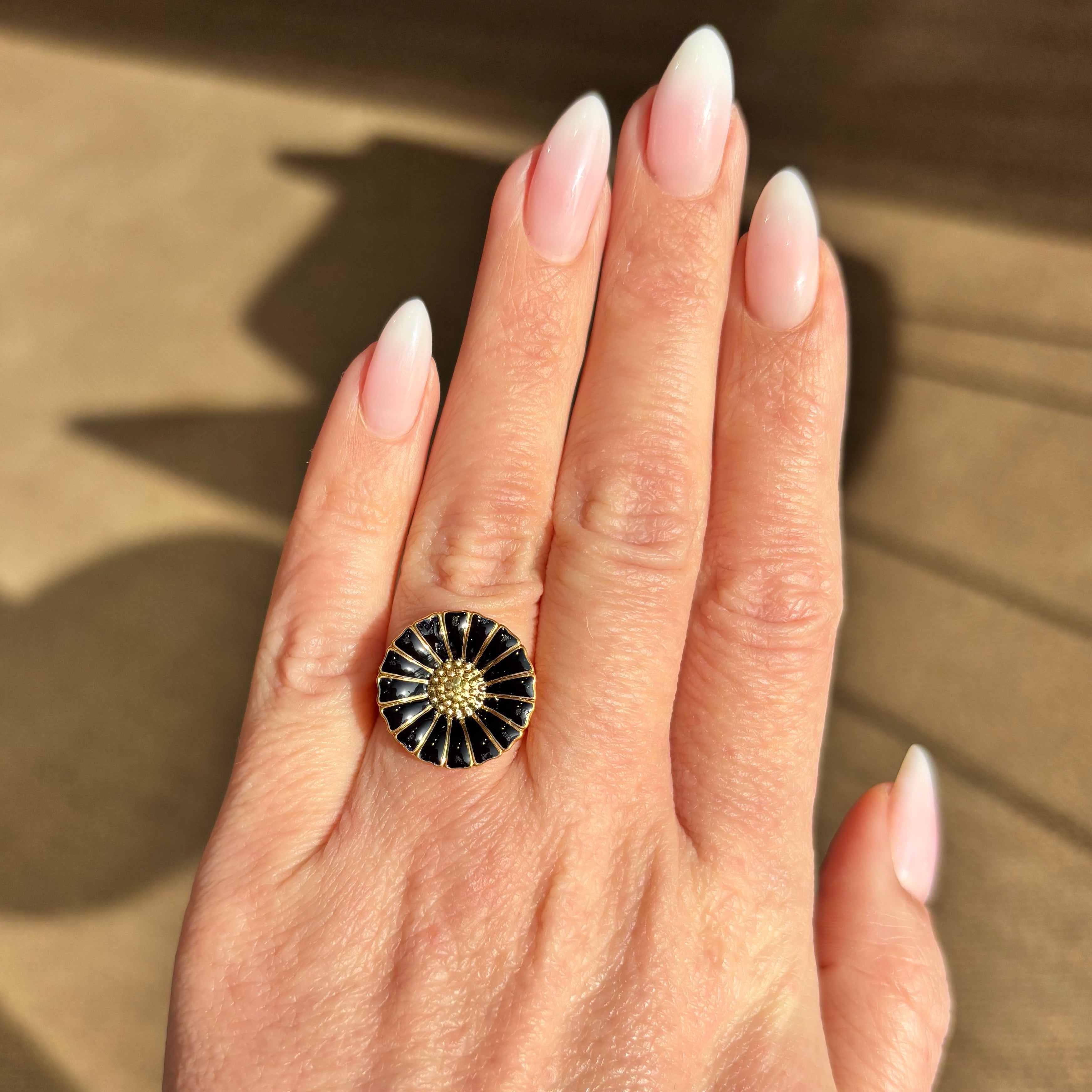 Georg Jensen Daisy Black Enamel Ring