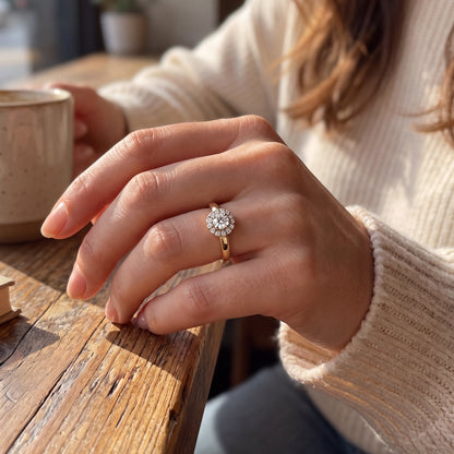 Yellow Gold Diamond Ring with Halo
