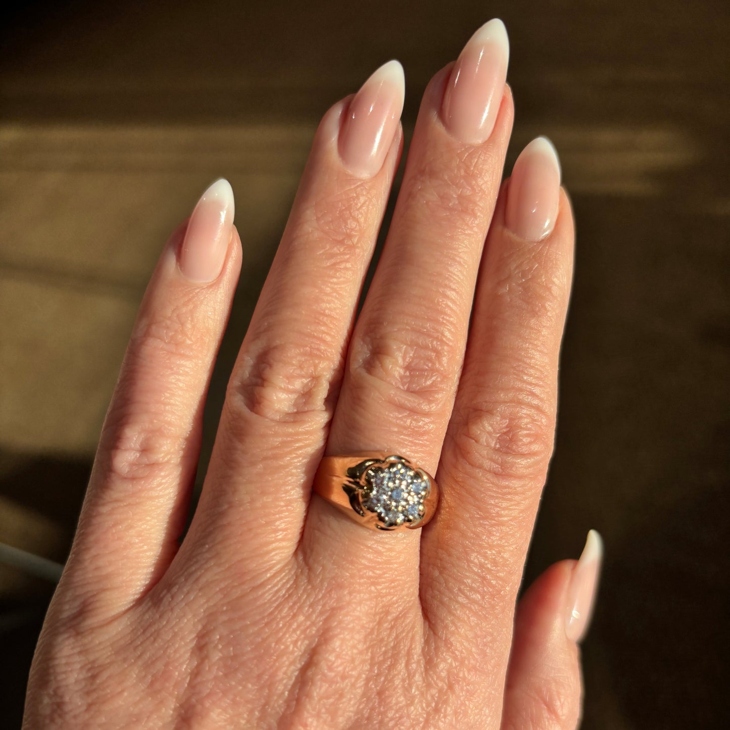 Round Paveé Diamond Signet Ring