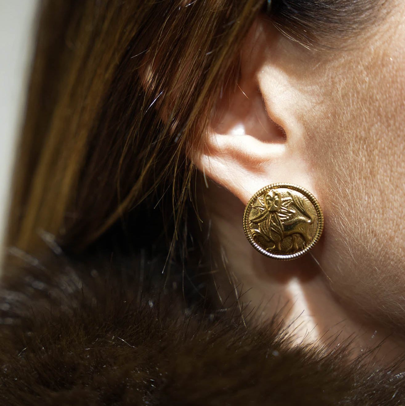 Kalevala "Sun Lion" Gold Earrings