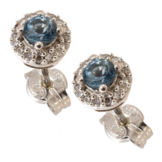 Diamond & London Blue Stud Earrings