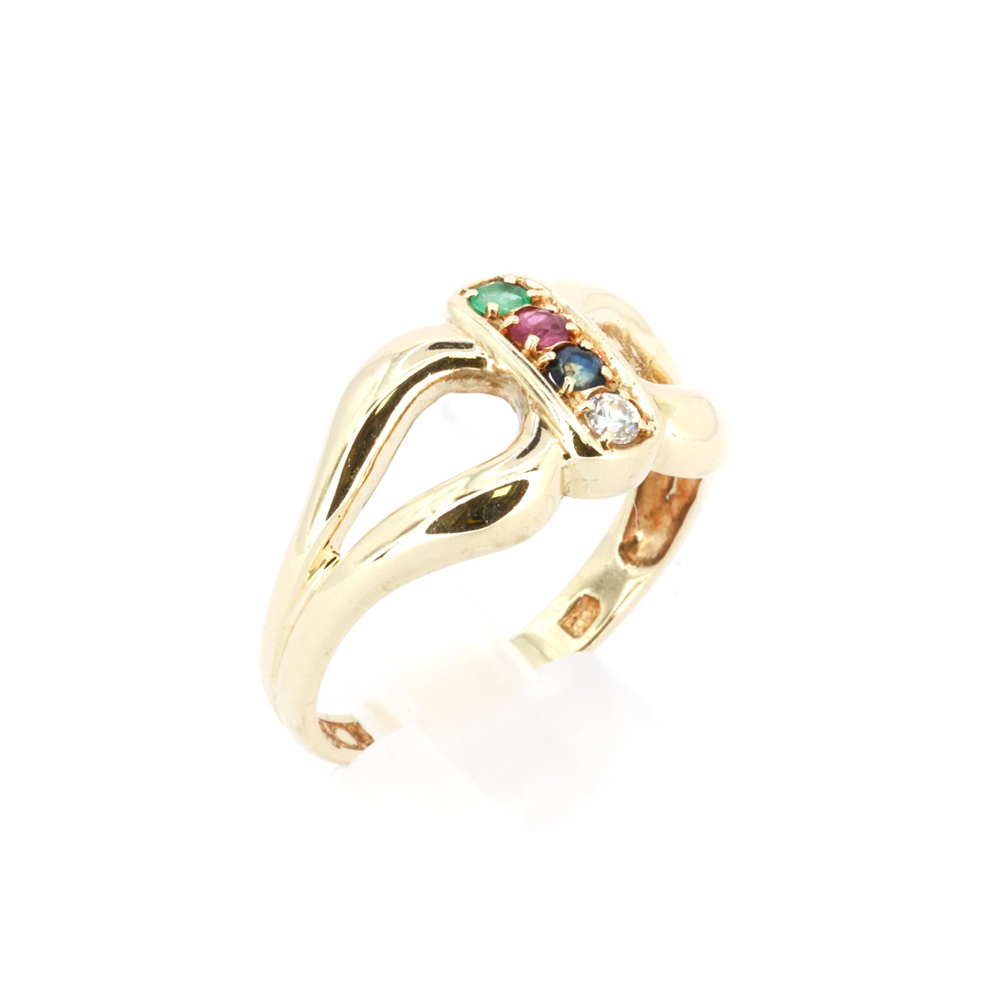 Multi-Gem Bow Gold Ring