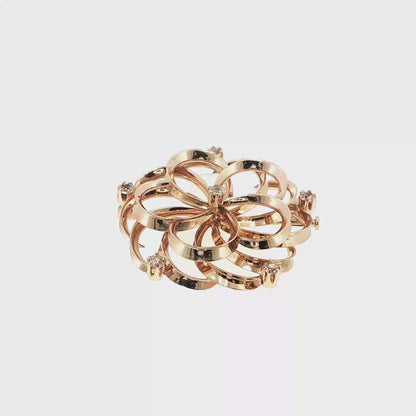 Yellow Gold Flower Brooch