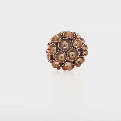 Liisa Vitali Kevät Yellow Gold Cocktail Ring with Floral Dome