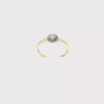 Yellow Gold Diamond Ring with Halo