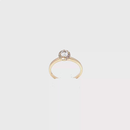 Yellow Gold Halo Ring With Diamonds