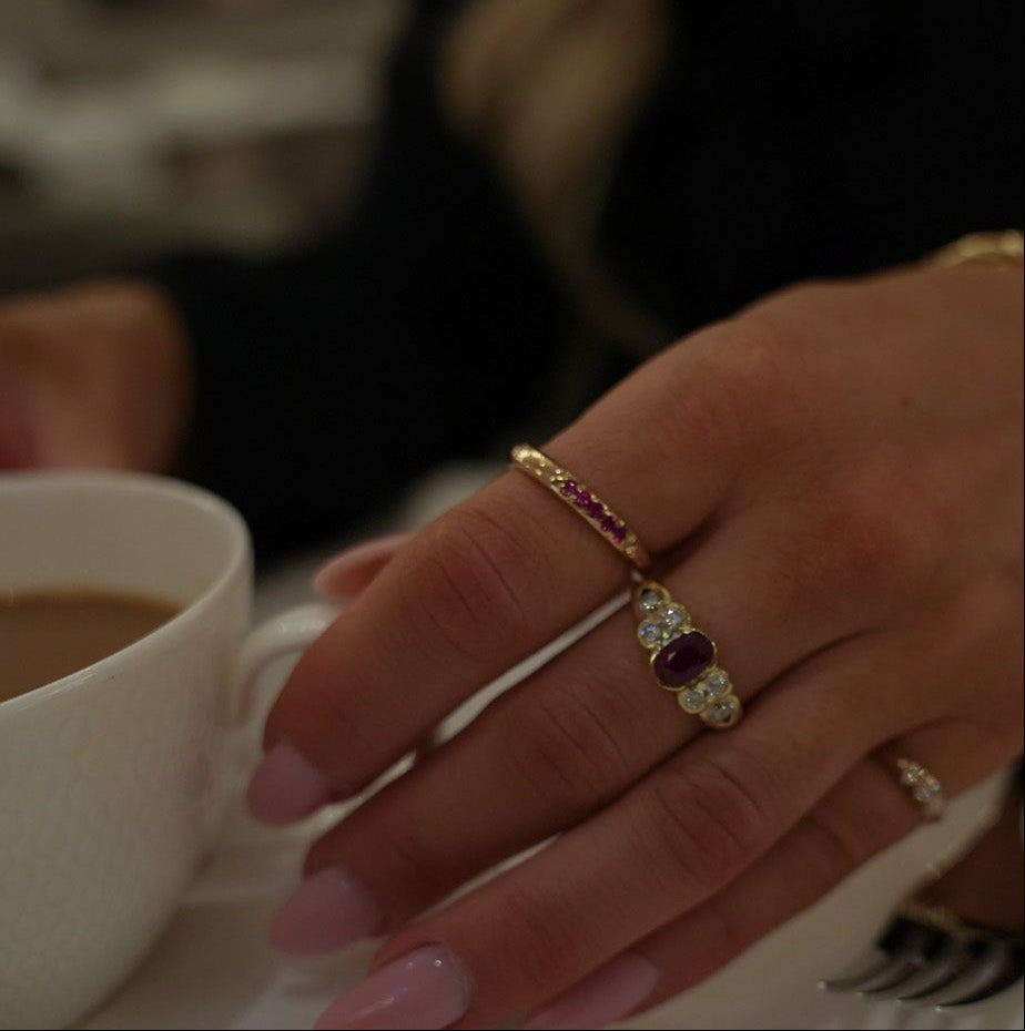 Ruby & Diamond Bezel Gold Ring