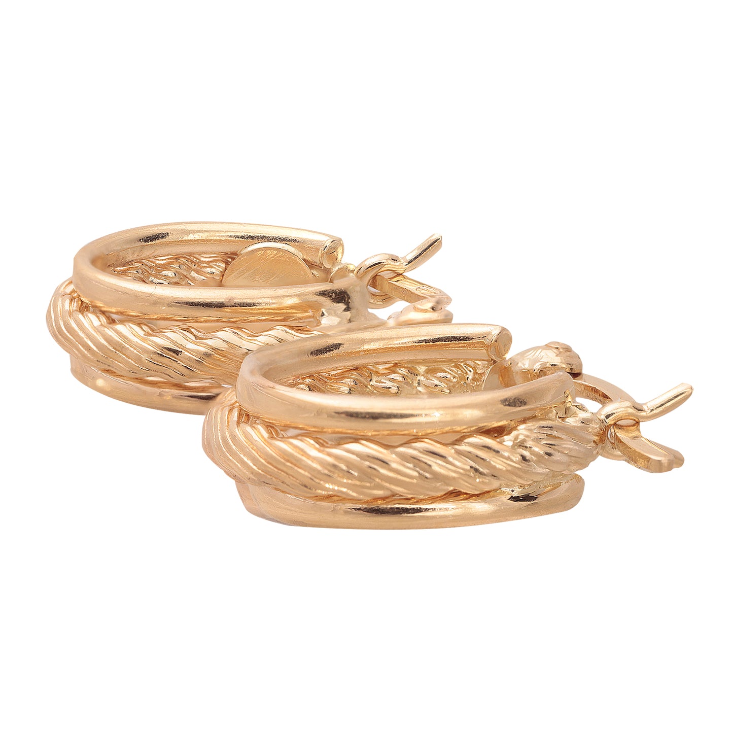 Rope Style Oval Gold Hoops