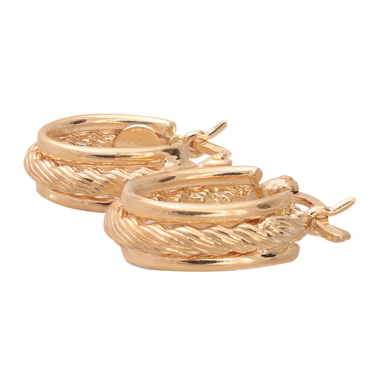 Rope Style Oval Gold Hoops