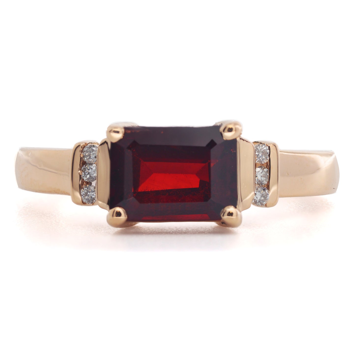 Red Garnet & Diamond Gold Ring