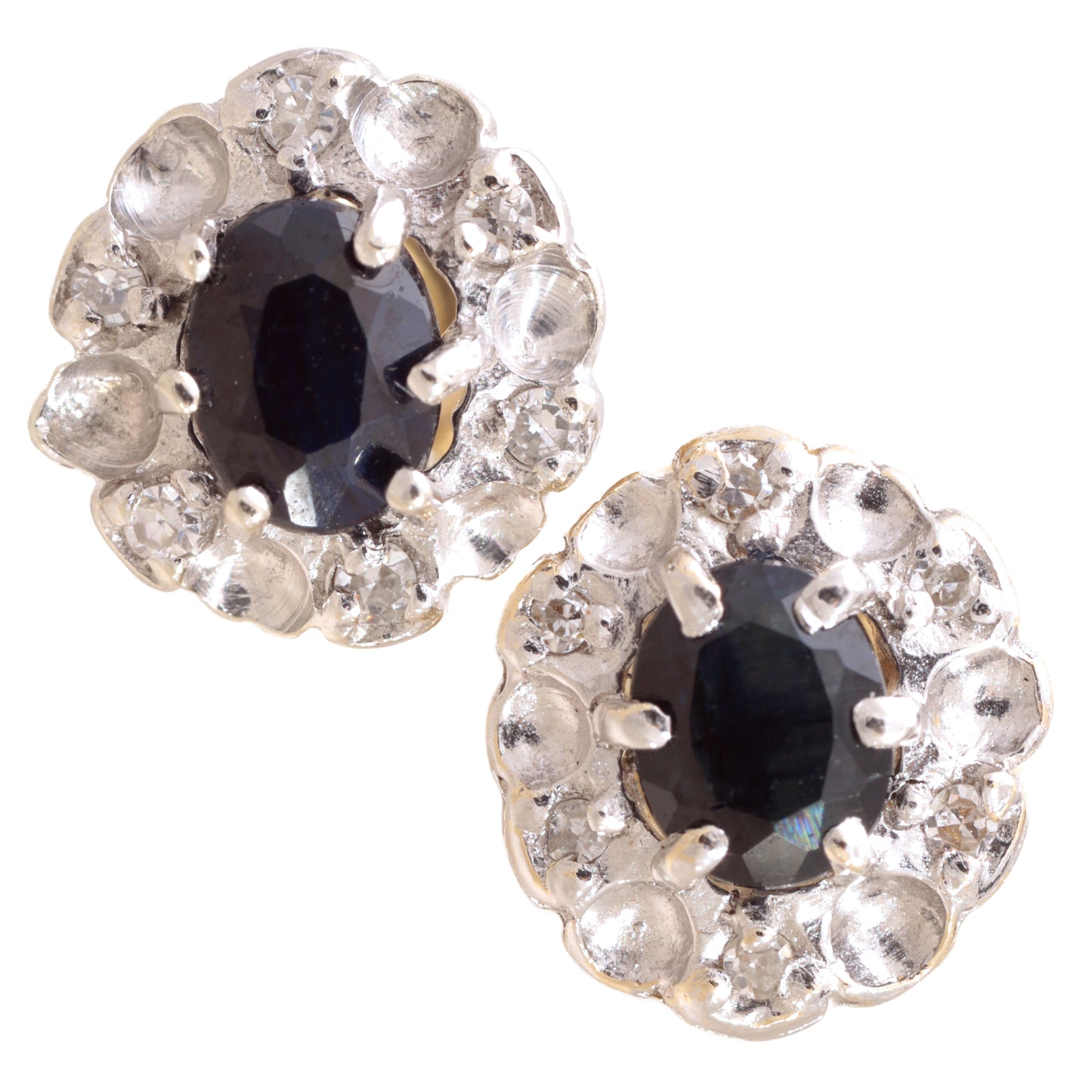 Vintage Diamond Blue Stud Earrings