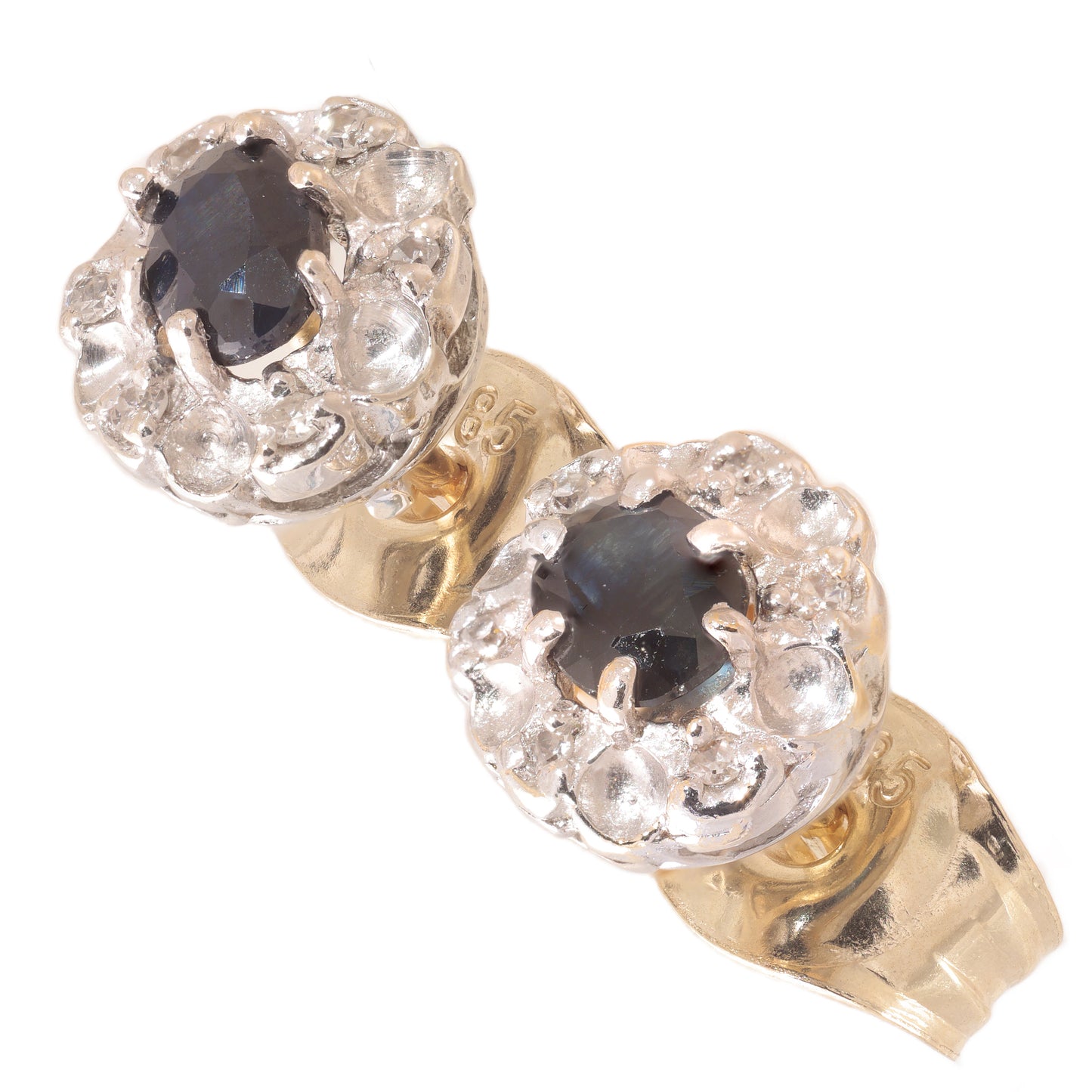 Vintage Diamond Blue Stud Earrings