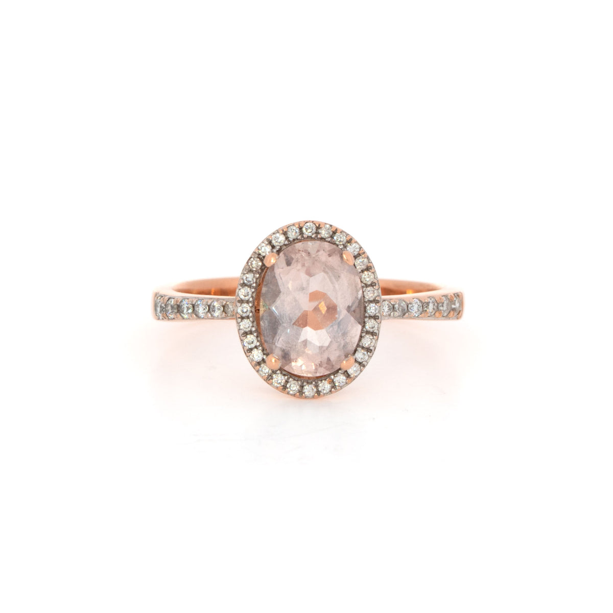 YELLOW GOLD MORGANITE WITH DIAMOND RING