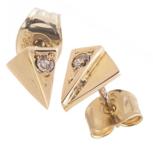 Triangle Gold Stud Earrings