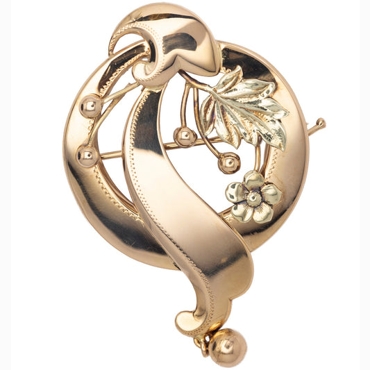 Statement Vintage Wreath Style Gold Brooch