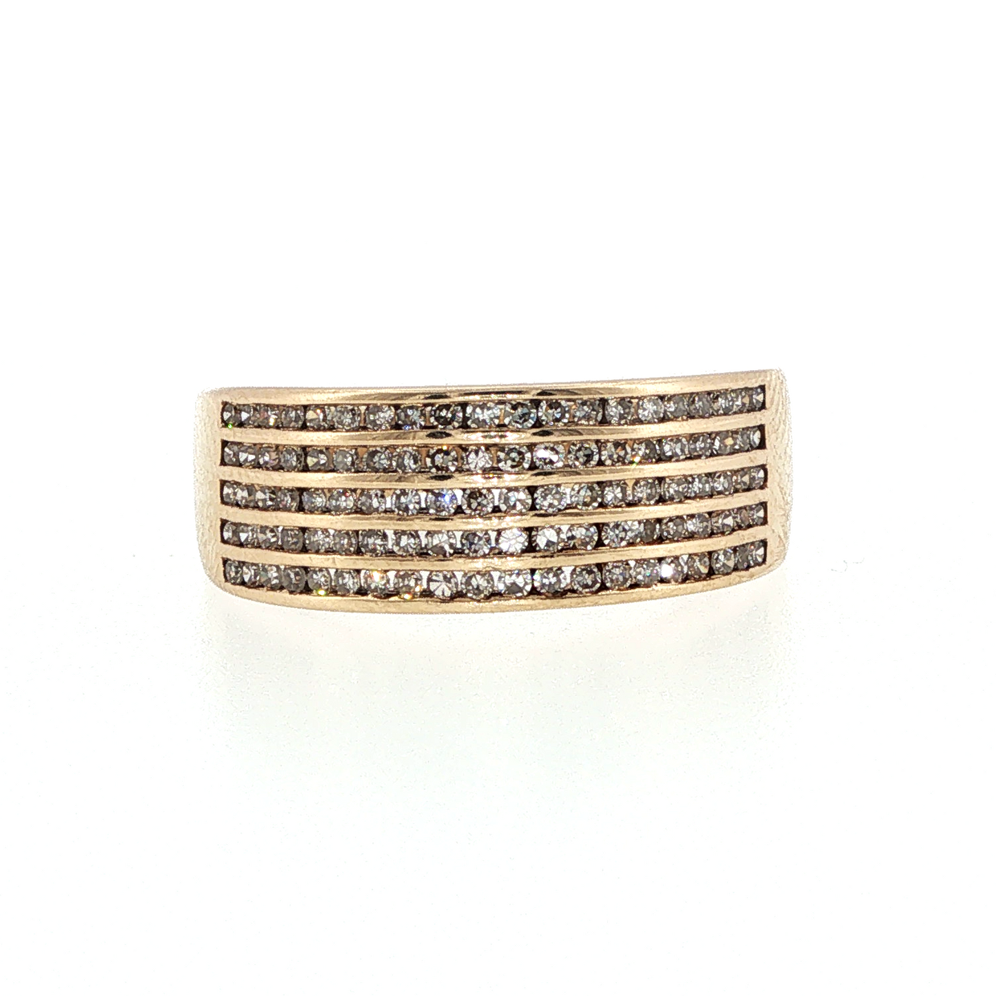 yellow gold diamond cigar band ring 1
