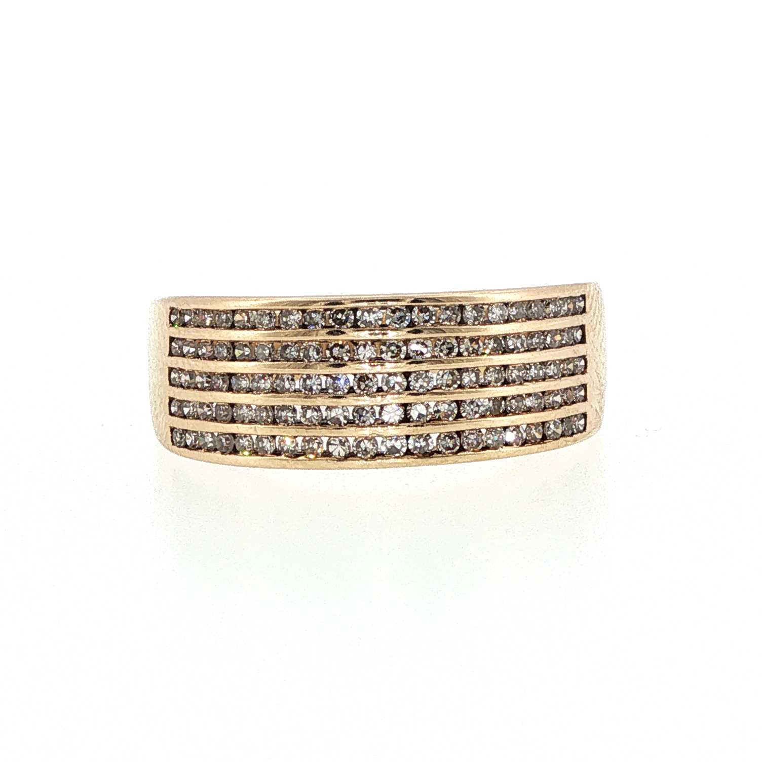 yellow gold diamond cigar band ring 1
