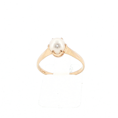 yellow gold pearl ring 