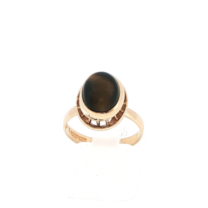 tiger's eye yellow gold ring 

